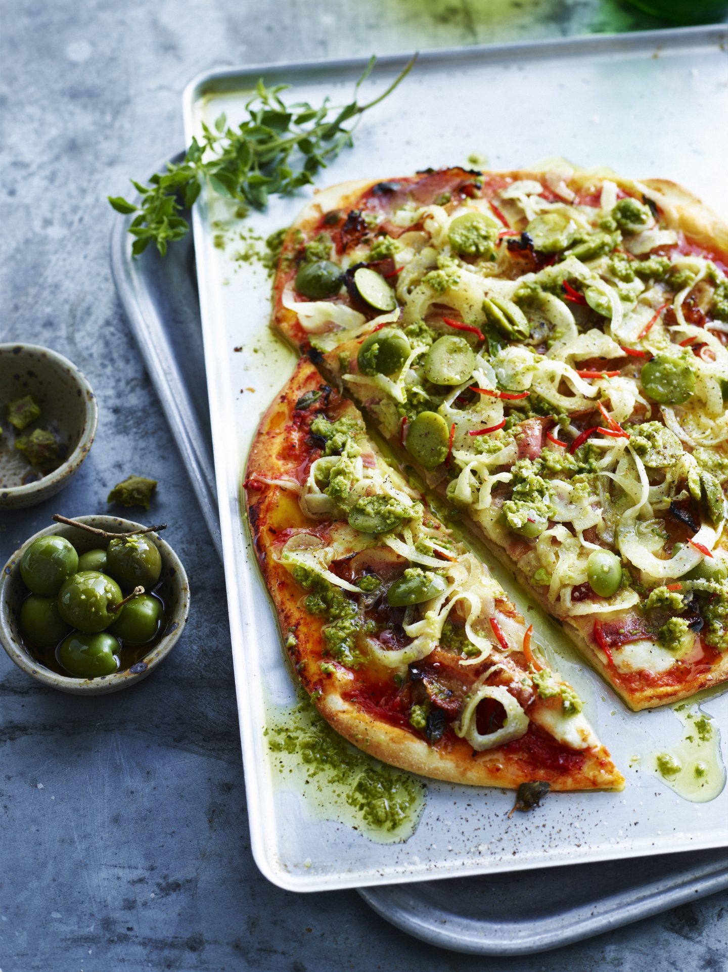 Pancetta & Green Olive Pizza