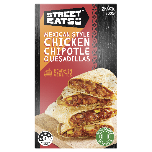 Street Eats Mexican Style Chicken Chipotle Quesadillas 2 Pack 300g