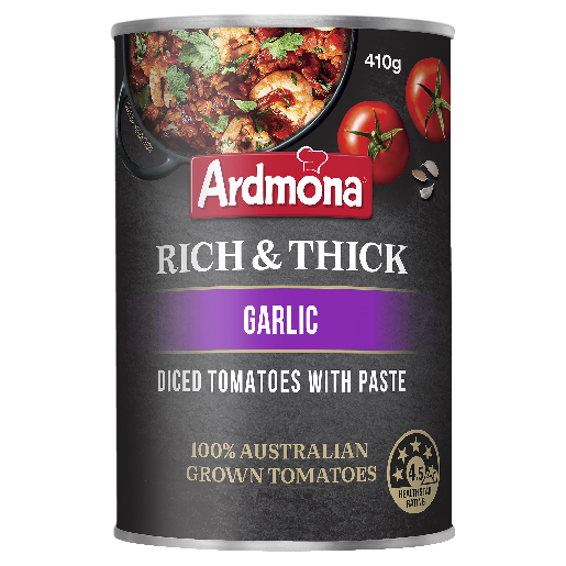 Ardmona Rich & Thick Diced Tomatoes With Paste Garlic 410g