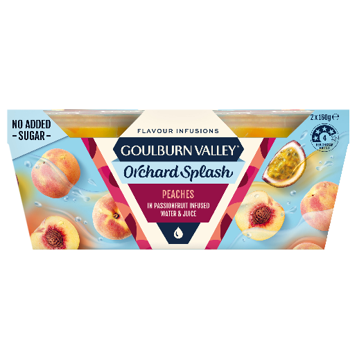 Goulburn Valley Orchard Splash Peaches In Passionfruit Infused Water 2x160g