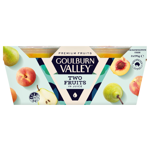 Goulburn Valley Two Fruits In Juice Fruit Cups 2x170g