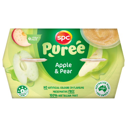SPC Apple & Pear Puree Cups 4x120g