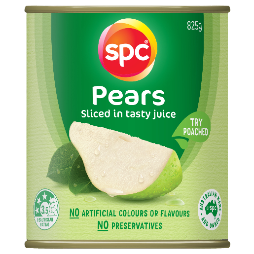 SPC Pears Sliced in Juice Canned Fruit 825g