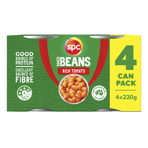 SPC Baked Beans Rich Tomato 4 Pack 220g