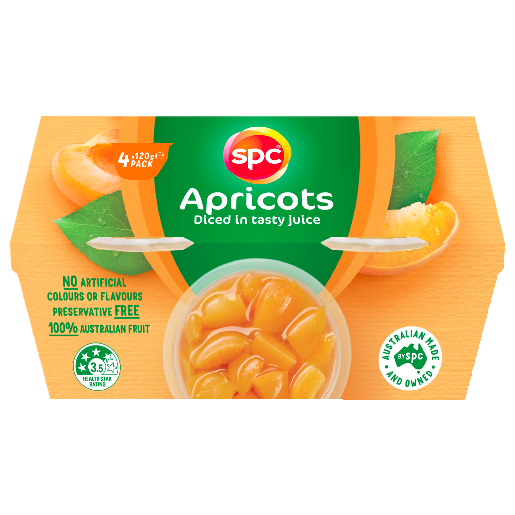 SPC Diced Apricots In Juice Fruit Cups 4x120g