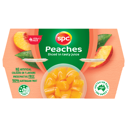 SPC Diced Peaches In Juice Fruit Cups 4x120g