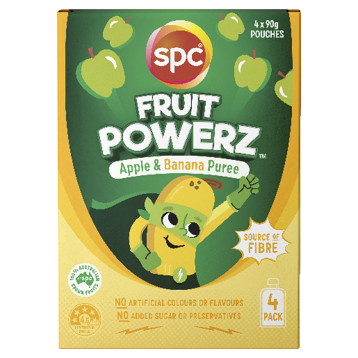 SPC Fruit Powerz Apple & Banana Puree Pouch 4 Pack 90g