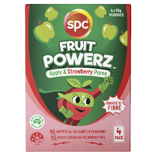 SPC Fruit Powerz Apple & Strawberry Puree Pouch 4 Pack 90g