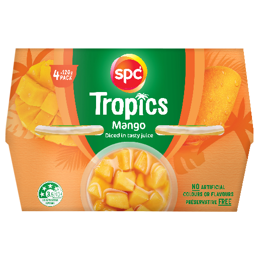 SPC Tropics Mangoes In Juice Fruit Cups 4x120g