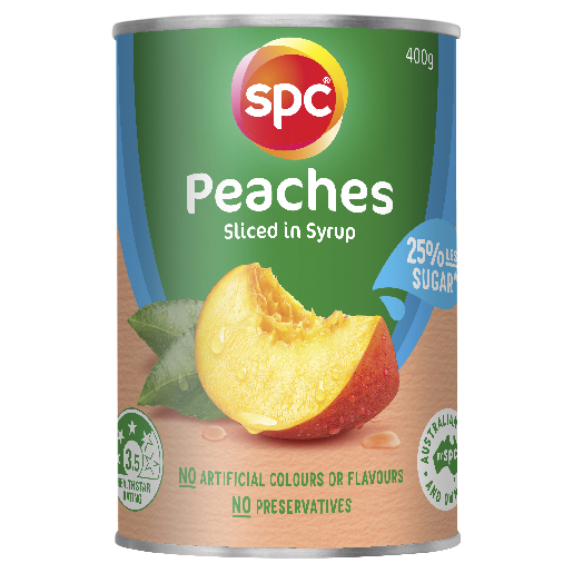 SPC Peaches 25% Less Sugar 400g