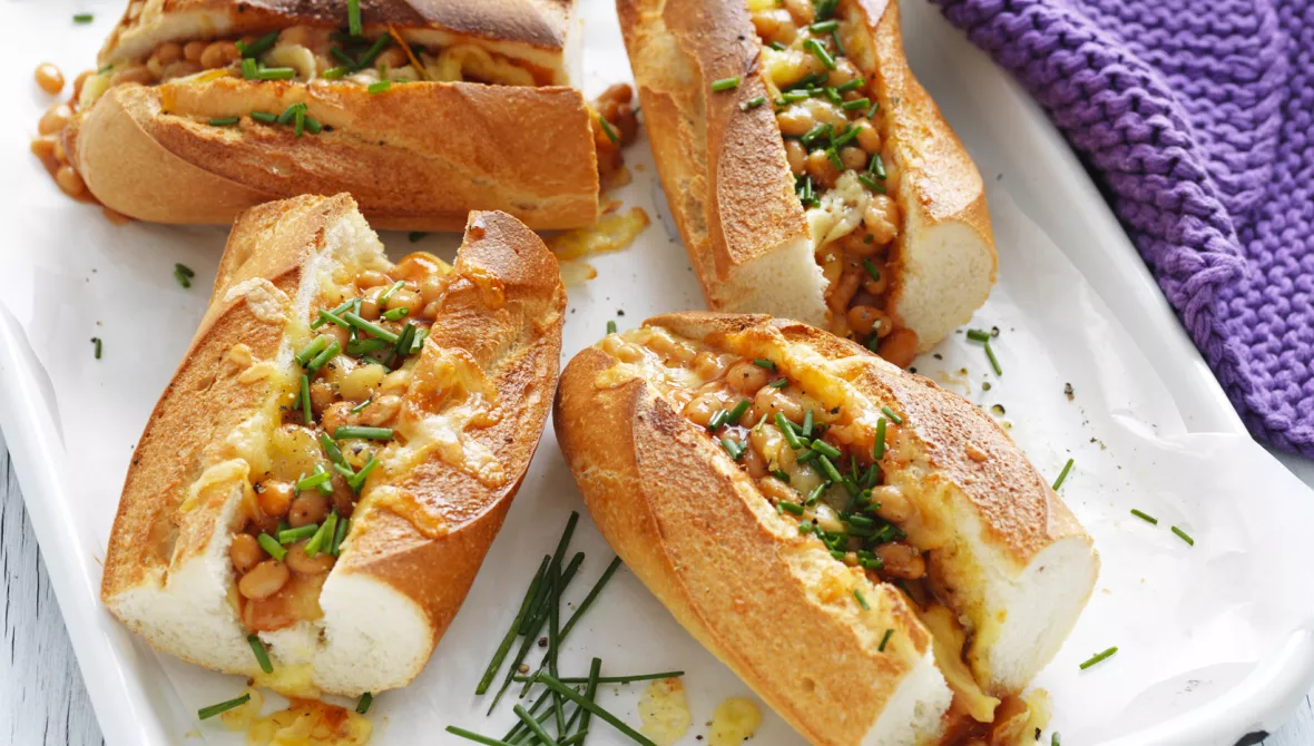 Cheesy Baked Bean Baguettes